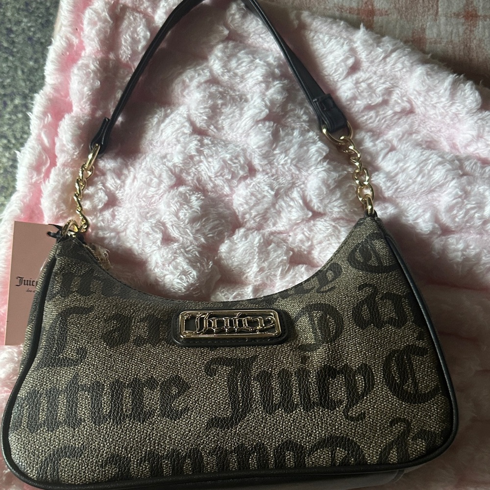 Juicy Couture Black and Brown Logo Shoulder Bag